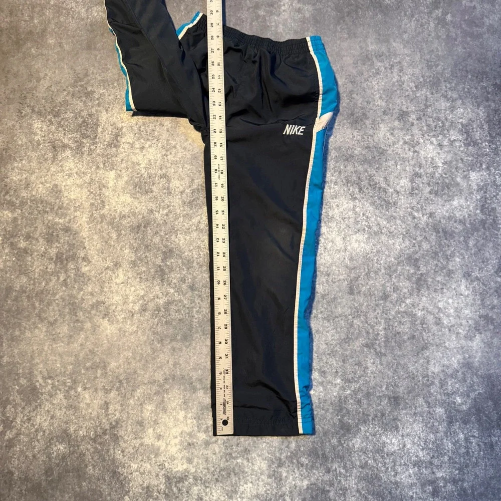 Vintage Nike Kids Track Pants Navy Blue White Stripe‎ Windbreaker Size 7